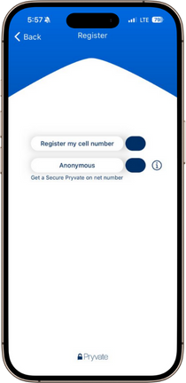 Pryvate messenger Anonymous Registration